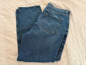 AGOLDE Wide Leg Relaxed Straight Raw Hem Denim Jeans Mid Wash Slouchy Y2K Retro